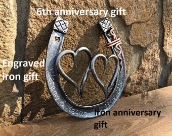6th anniversary gift, iron anniversary, iron anniversary gift, iron gift, 6th anniversary gift for her,iron horseshoe,iron hearts,iron gifts