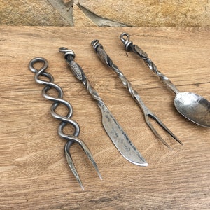 Stainless steel cutlery set, knife, spoon, fork, BBQ gift, stainless steel gifts, grill tools, flatware, dining set, medieval cutlery, forks
