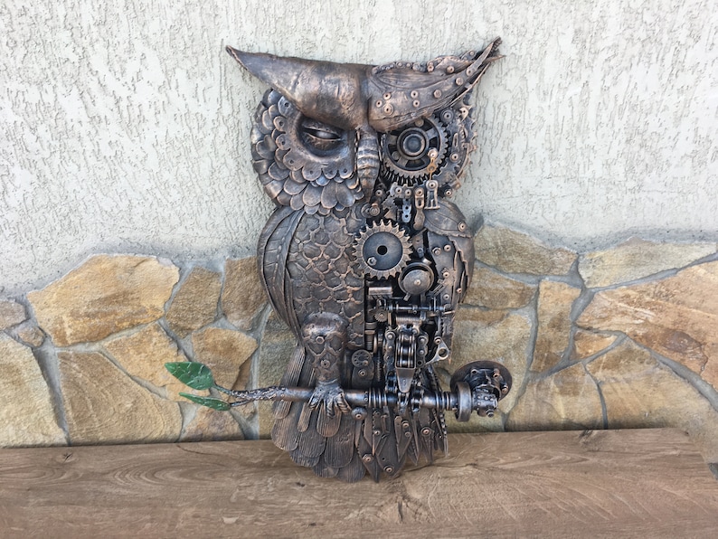 Steampunk owl, steampunk bird, metal sculpture, steampunk figurine,junk art,steampunk art,industrial art,steampunk gift,steam punk,steampunk image 8
