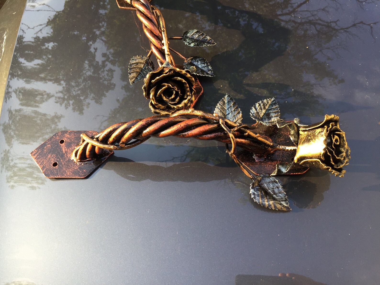 Door Handle Floral Decor Rose Flower Barn Door Handle Etsy