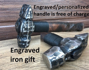 Hand forged hammer, handyman tool, viking axe,his birthday gift, mens gift, iron gift for him, Thors hammer, steel hammer, blacksmith hammer