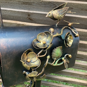 Mailbox, mail box, orchid, bird, floral decor, newlyweds gift, wedding, Christmas, gift for mom, iron gift, anniversary gift, birthday gift
