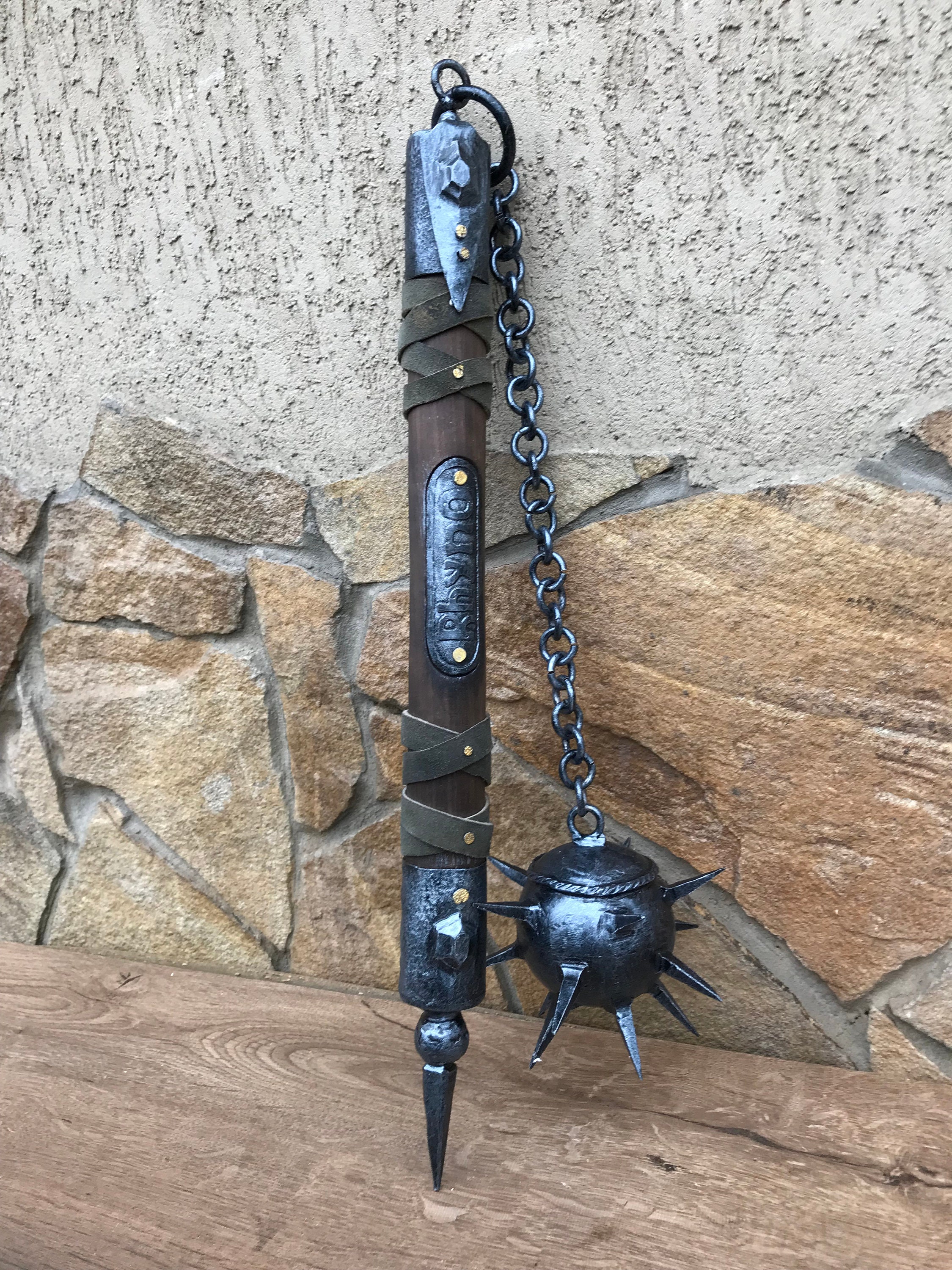 War mace viking mace medieval cosplay mace flail chain Etsy