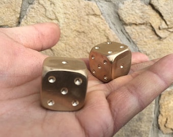 Bronze dices, bronze anniversary gifts, bronze gifts, 8 year gifts, tabletop game, board game, groomsmen gifts, dice set, 8th anniversary