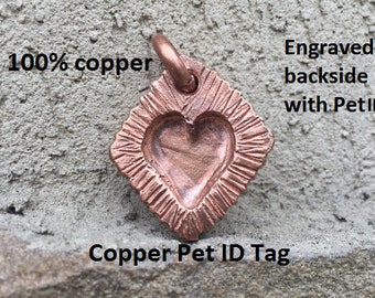 Copper pet ID tag, dog ID tag, custom pet ID, dog lover gift, pet id tag, puppy tag, identification, pet accessoties, name tag, name dog tag