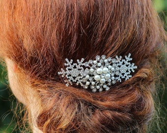 Silver Snowflake Hair Comb, Bridal  Hair Comb, Gold Wedding headpiece, Bridesmaid Headpiece, Wedding Hair Comb, Snowflake Headpiece