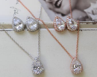 Bridesmaid Earrings And Necklace Set, Crystal Drop Earrings, Bridal Earrings, Wedding Earrings, Earrings, Wedding Jewelry, Bridesmaid Gift