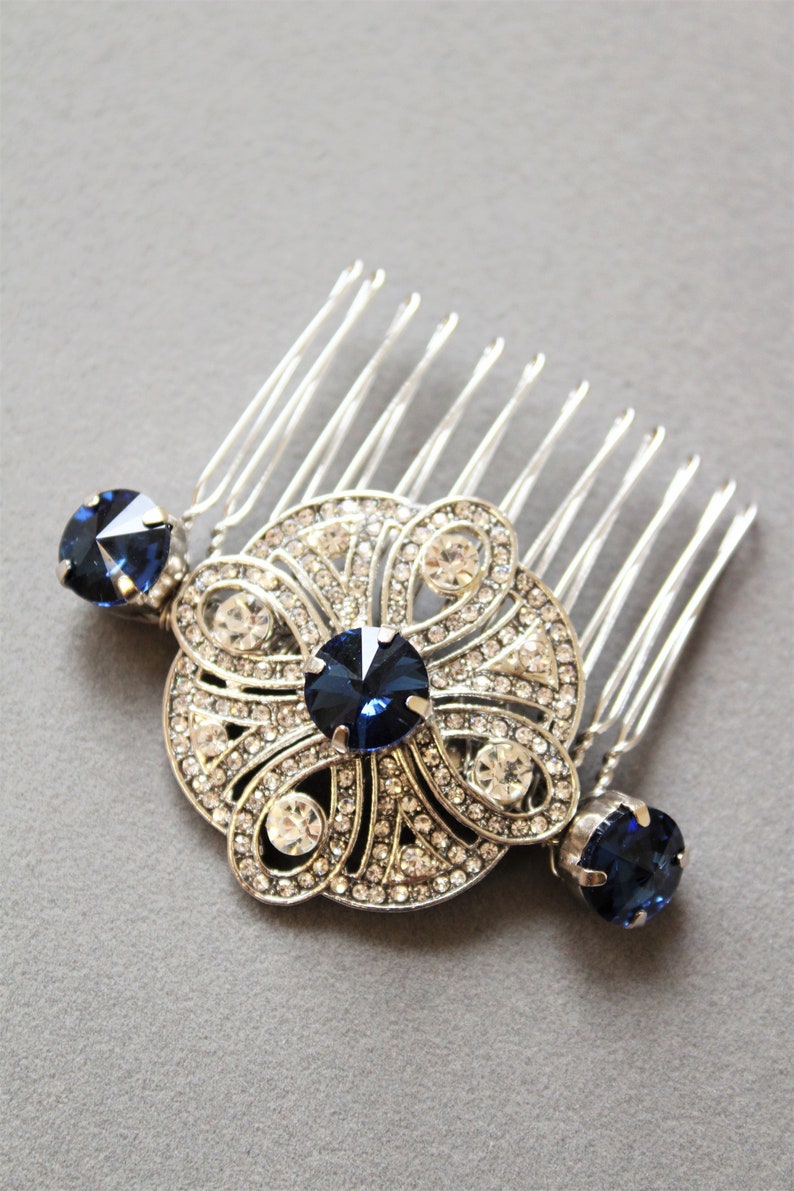 Sapphire Blue Art Deco Hair Comb Wedding Hair Comb Vintage Etsy UK