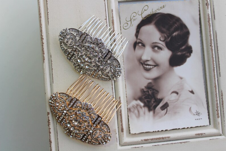 Wedding Hair comb Gold Art Deco Hair comb Bridal Hair comb Wedding Hair piece Bridal Hair Accessory Silver Crystal Wedding Hair Accessory