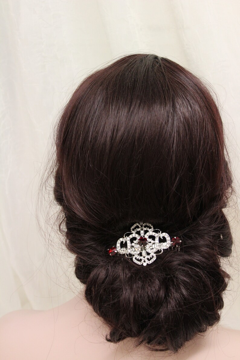 Red Wedding Hair Comb Bridal Hair Comb Art Deco Hair Comb Etsy UK