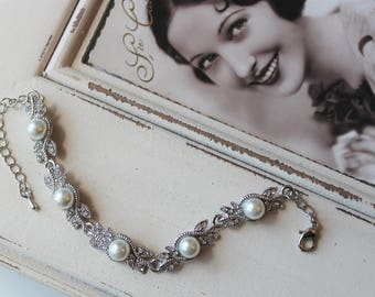 Art Deco Bracelet, Vintage style pearl bracelet, Gatsby bracelet, Wedding bracelet, Great Gatsby jewellery, Bridesmaid gift