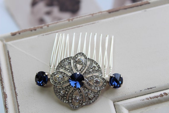 Sapphire Blue Art Deco Hair Comb Wedding Hair Comb Vintage | Etsy UK