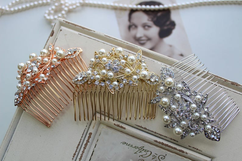 Rose Gold Bridal Hair Comb Pearl Hair Comb Wedding Hair Comb Etsy UK