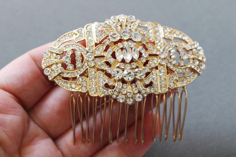Wedding Hair comb Gold Art Deco Hair comb Bridal Hair comb Wedding Hair piece Bridal Hair Accessory Silver Crystal Wedding Hair Accessory