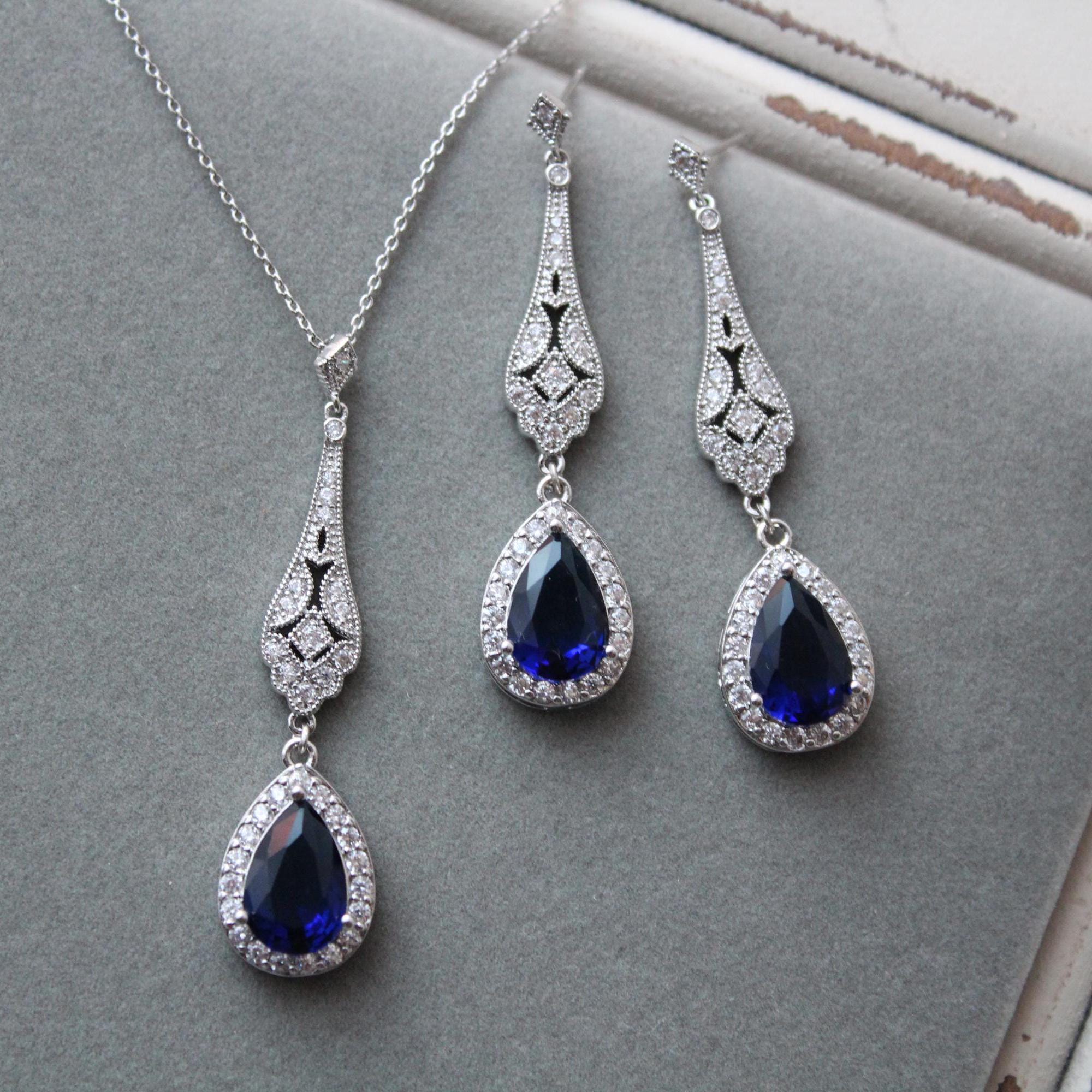 Prom Jewelry Set for Blue Dress - Etsy Prom Jewelry Set for Blue Dress - Etsy