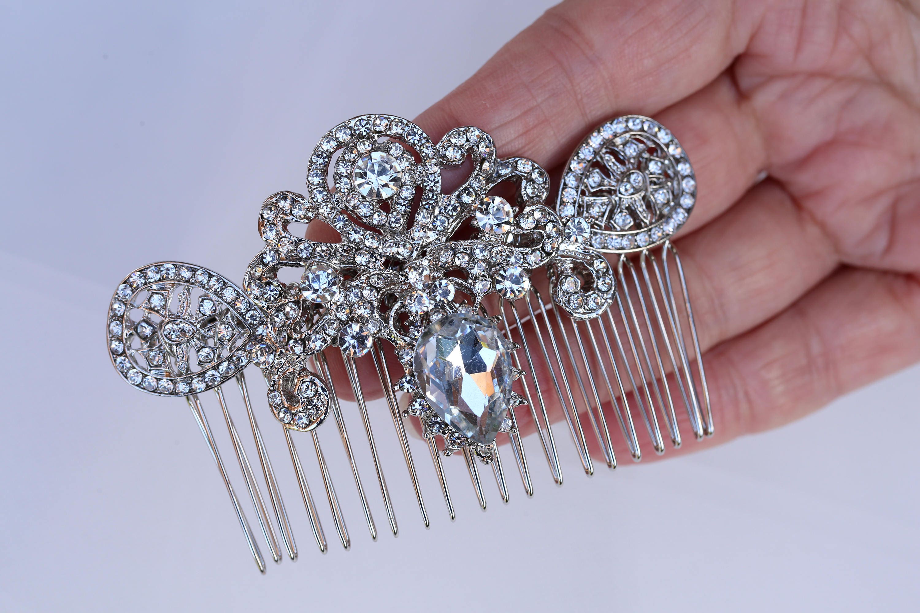 Silver Art Deco Hair Comb Bridal Hair Comb Bridal - Etsy UK