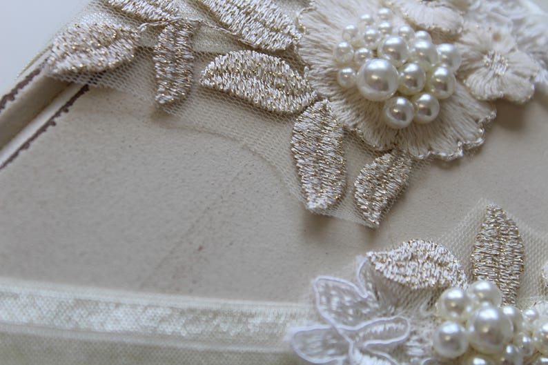 Bridal Garter , Wedding Garter, Lace garter , Vintage style Garter, Flower Garter ,Ivory Cream Gold Garter , Stretch Lace Garter Set image 4