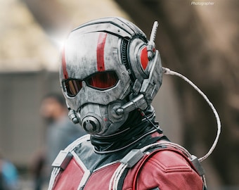 Ant-Man Motorized Helmet Replica - Wearable Marvel Wasp Cosplay Prop - Electronic Shrinking Sound & LED Lights - Avengers Movie Collectible