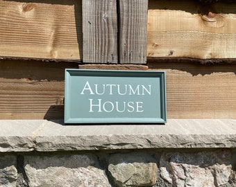 Personalised Painted and Framed Cottage Sign | Colonial Sign | Farrow and Ball 'Green Smoke' House | Garden Gate | Door Name | Business