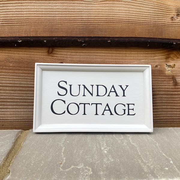 Vintage Style Small Painted and Framed Cottage House Sign | Farrow and Ball | Garden Gate | Door Name | Custom Painted