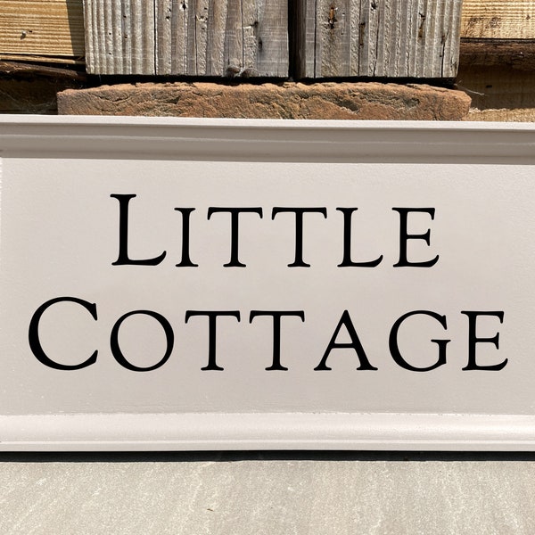 Modern Personalised Painted and Framed Cottage Sign | Farrow and Ball 'Elephant's Breath' | Garden Gate | Door Name | Custom Paint