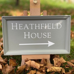Personalised Painted Framed Cottage/House Sign | Farrow and Ball &#39;Pigeon&#39; House | Garden Gate | Door Name | Business