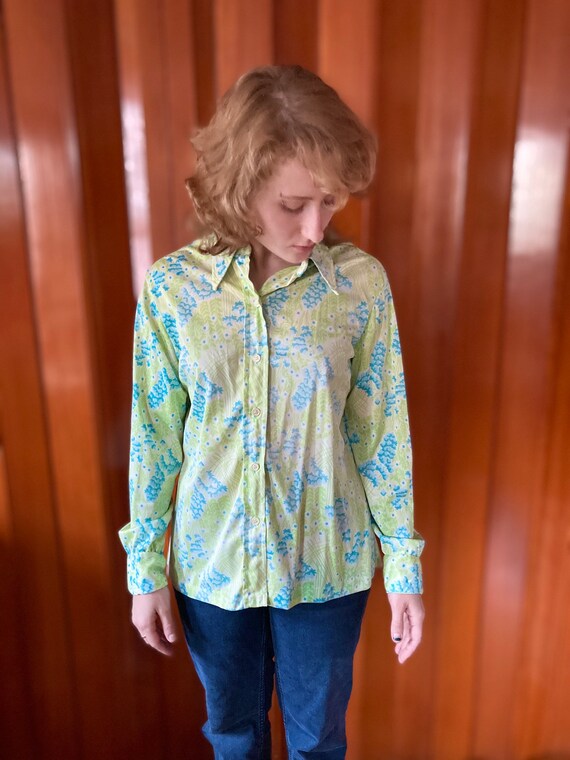 Vintage Vera Neumann soft blue green nylon shirt