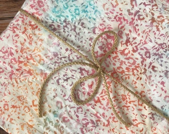 Batik Baby Quilt: Handquilted Cotton Wholecloth Quilt (40x40)