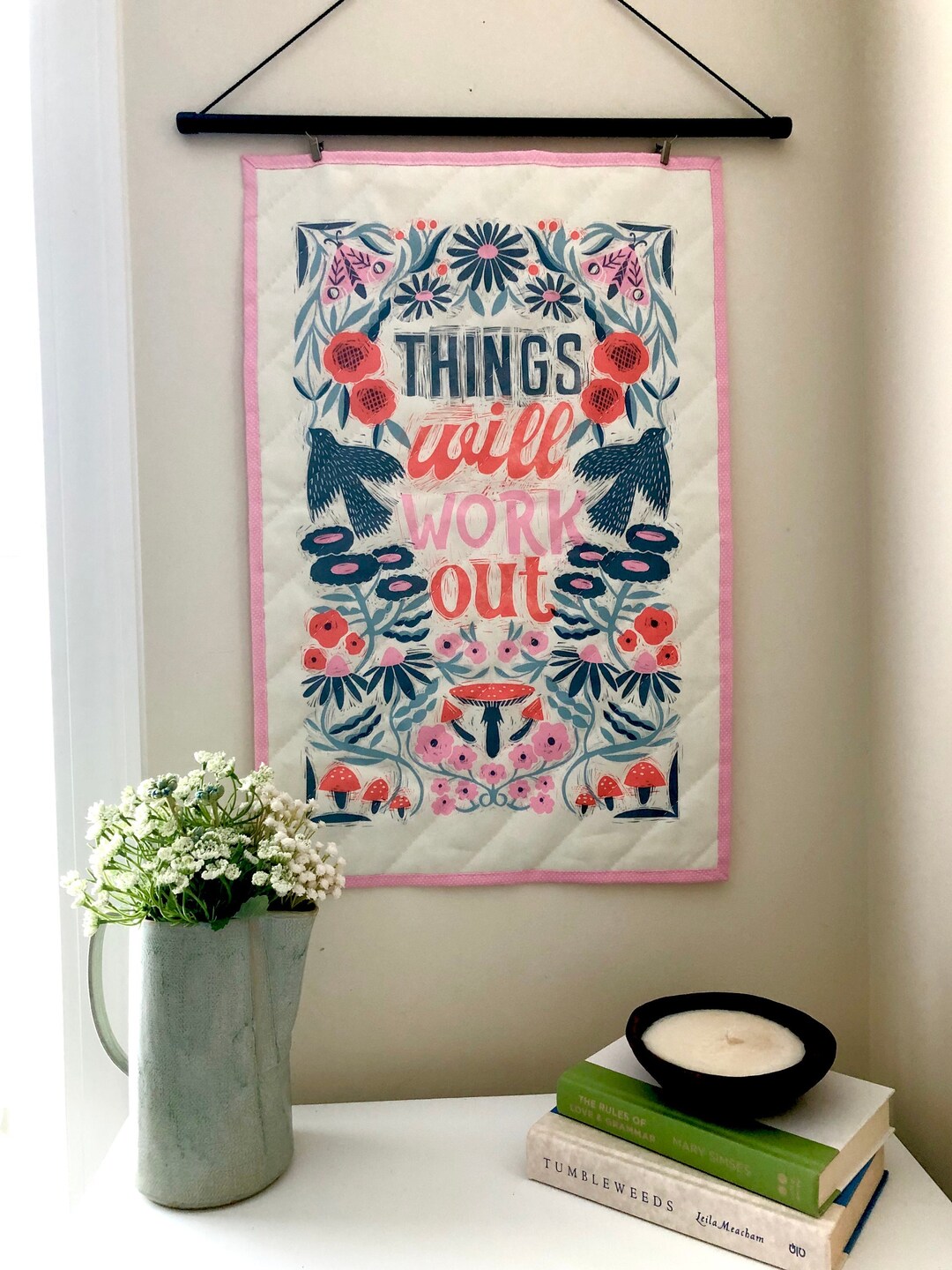 Tea Towel, Tea Towel Quilt, Mini Quilt, Wall Quilt, Fabric Wall Art