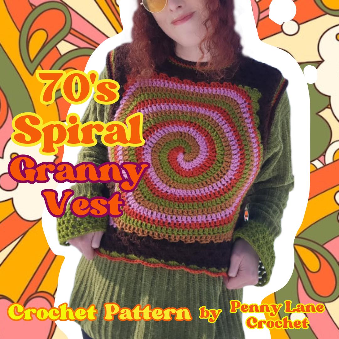 39 Granny Square Vest Crochet Patterns for Retro Layers, Boho Vests, and Handmade Gifts 21 Crochet Pattern: 70's Spiral Granny Vest / 70's Granny