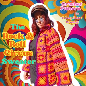 CROCHET PATTERN: The Rock and Roll Circus Sweater (Replica) / Homage, Rock and Roll Circus 1968