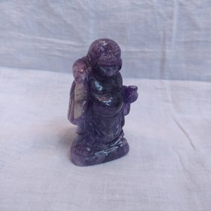 Amethyst Happy Laughing buddha, Spiritual Buddha Gift Peace Zen Buddha, Bodhisattva, Meditation decor, Yoga statue, Gemstone Laughing Buddha