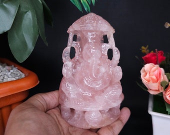 Rosequartz Ganesha, Pink quartz Ganesh, Housewarming Gift, Home Decor, Healing Crystals and Stones, Spiritual Decoratives , Gemstone Ganesha