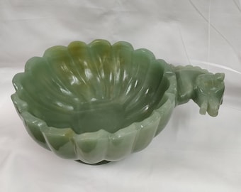 Jade stone bowl, Gemstone bowl, offering bowl, crystal bowl, Healing Bowl, flower bowl, Carved Stone bowl, Green Aventurine bowl, Home decor