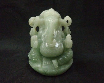 Jade Stone Ganesha, Gemstone Ganesha, Aventurine Ganesha, Religious Spiritual Ganpati Statue, Carved Stone Ganesha, GemStone Sculptures