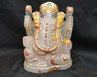 Crystal Quartz Ganesha Statue | Sphatik Lord Ganesh Idol | Divine Spiritual Gift | Altar Meditation Decor
