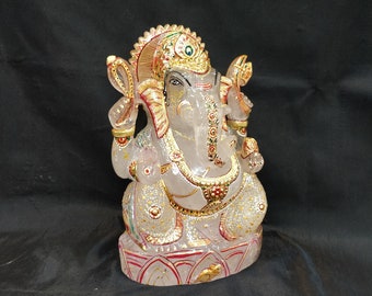 Crystal Quartz Ganesha Statue | Sphatik Lord Ganesh Idol | Divine Spiritual Gift | Altar Meditation Decor