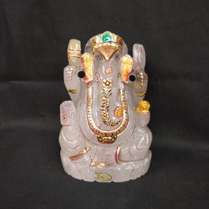 Crystal Ganesh, Gemstone Ganesh, Ganesh statue, Ganesh figurine, Lord Ganesh Quartz ganesh, Prayer Puja yoga idol, Home Decorative Showpiece