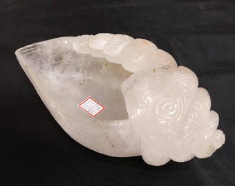 Crystal Conch shape bowl, Crystal Shell Bowl, Clear quartz Bowl, Healing Bowl, Flower bowl, Crystal decor, Handcarved Bowl, Chakra bowl,