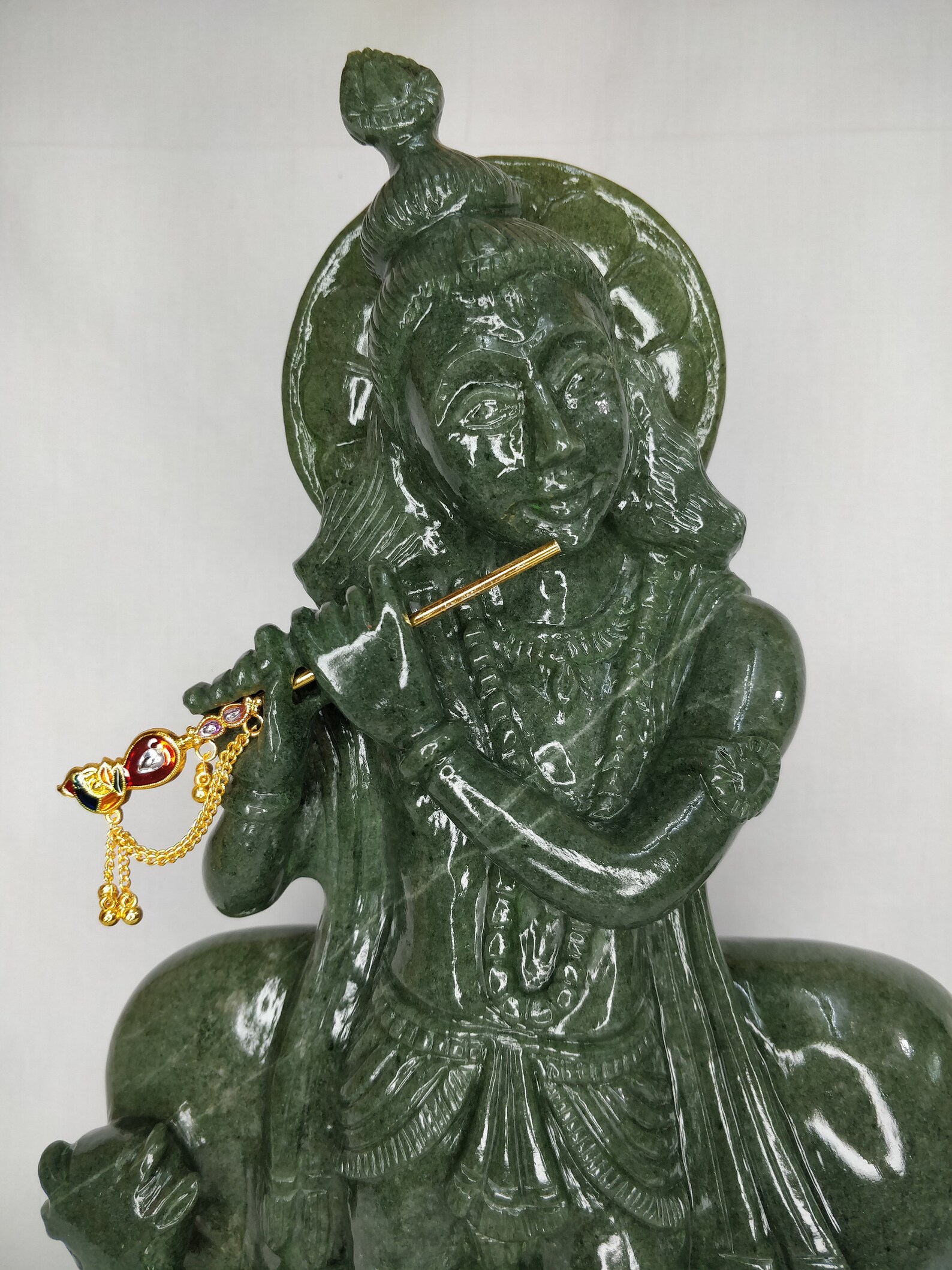 Green Jade Krishna Green Aventurine Krishna Carved Stone Etsy