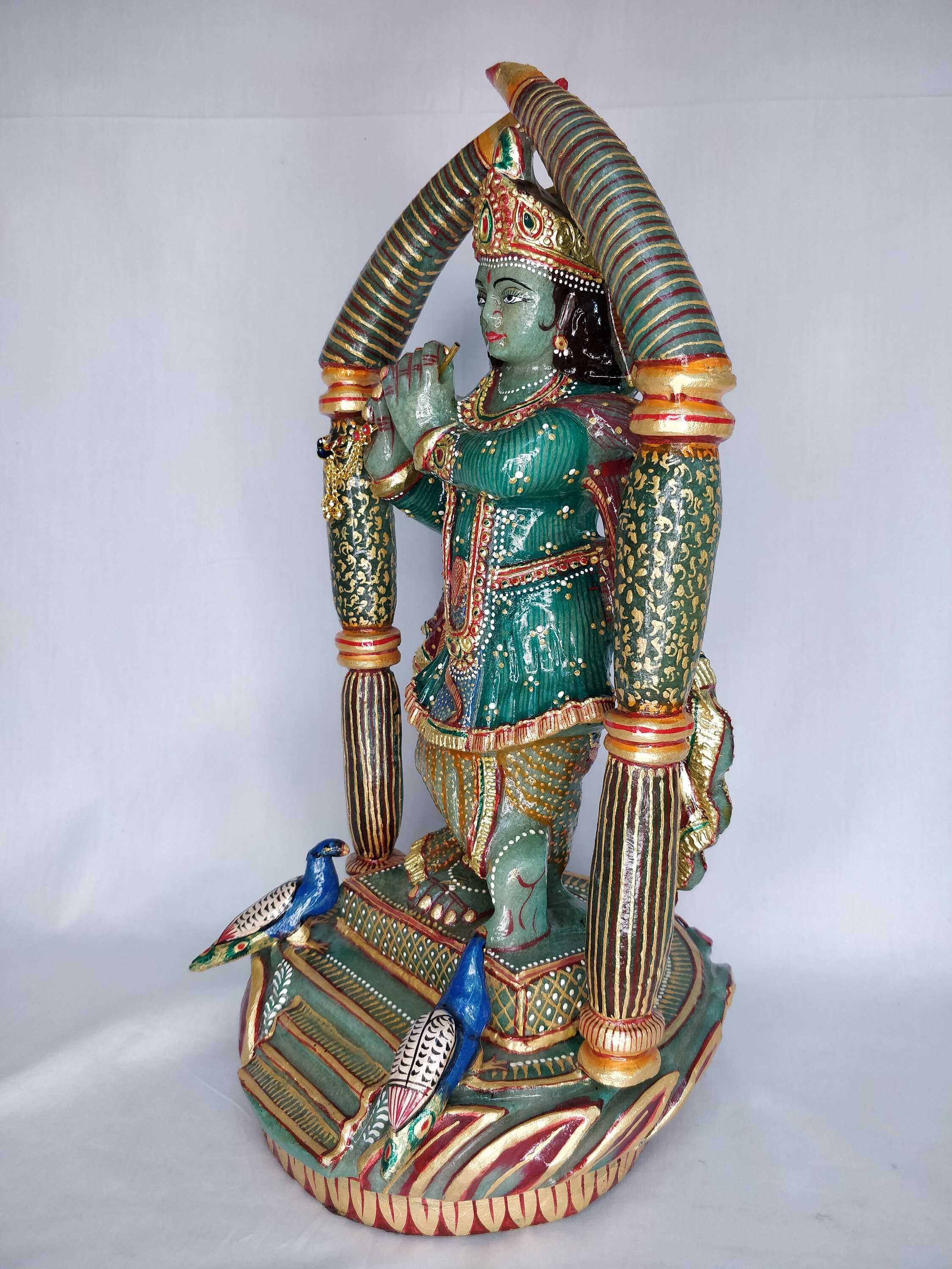 Green Jade Krishna Green Aventurine Krishna Carved Stone Etsy