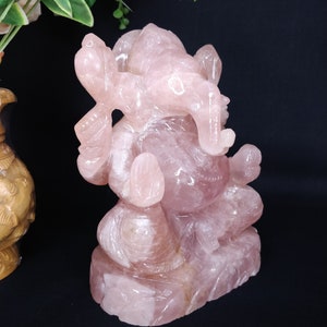 Rose quartz Ganesha, Pink Quartz Ganesha, Gemstone Ganesha, Hindu God Ganesha, Meditation Altar, Spiritual Decor, Prayer Pooja idols image 3