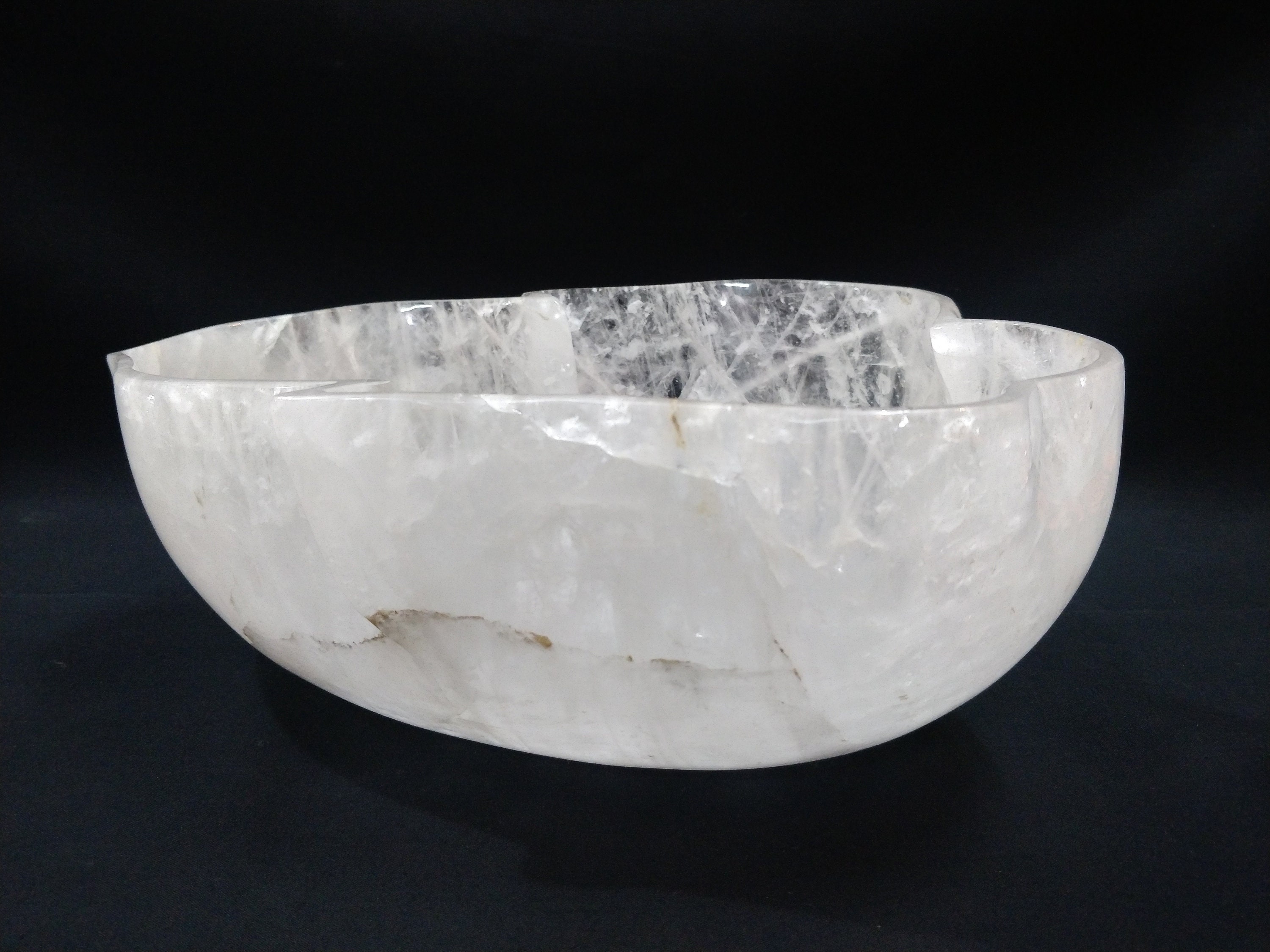 Crystal Gemstone bowl Clear quartz Bowl Healing Bowl Flower Etsy