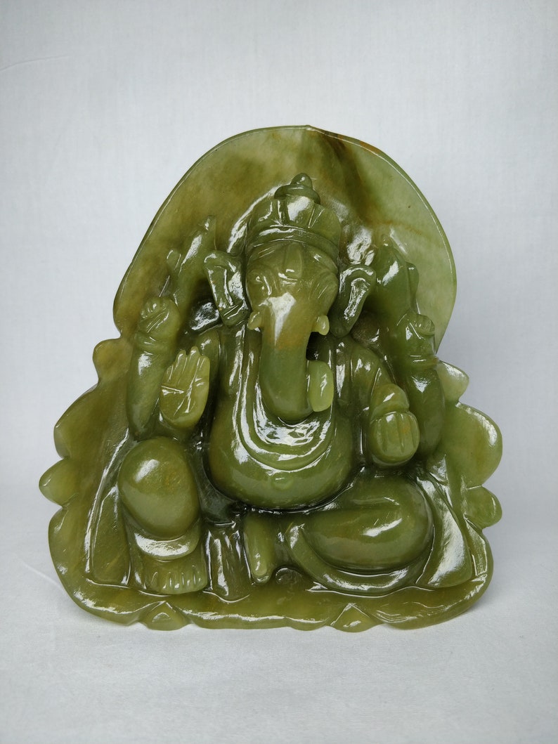 Jade Ganesha Hindu mythology art Gemstone figures Aventurine Ganesha Semiprecious stone figures Gemstone Ganesha Hindu God sculptures