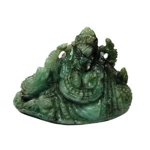 Ganesh de esmeralda, 548 quilates, ídolos de Ganesh, esculturas y figurillas de piedras preciosas, artefactos de piedras preciosas, estatuas de piedra, deidad hindú, dios hindú Ganesh