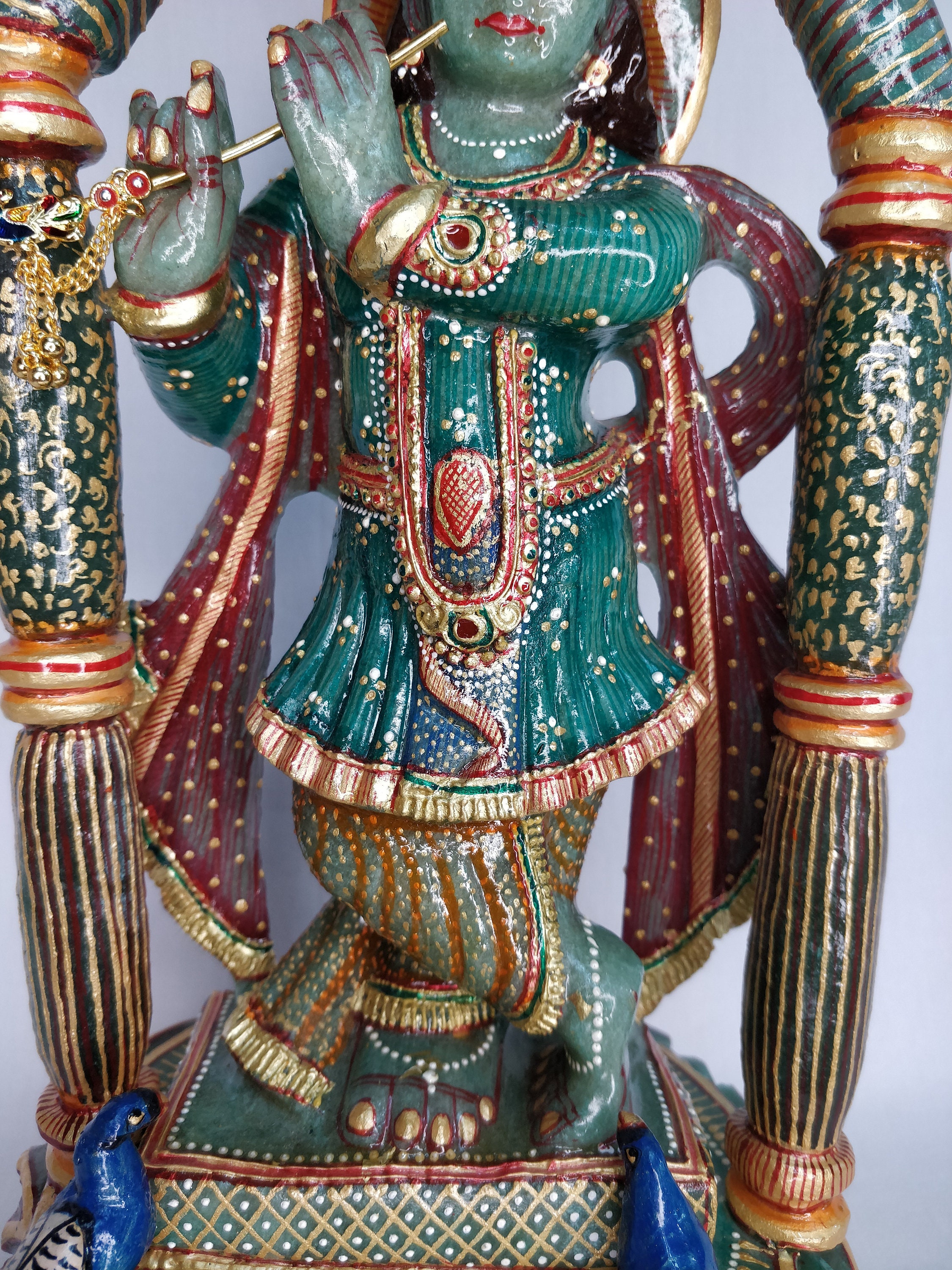 Green Jade Krishna Green Aventurine Krishna Carved Stone Etsy