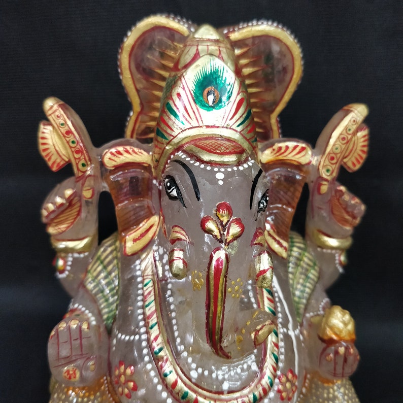 Crystal Ganesh Crystal Ganpati Crystal Quartz Ganesha Etsy