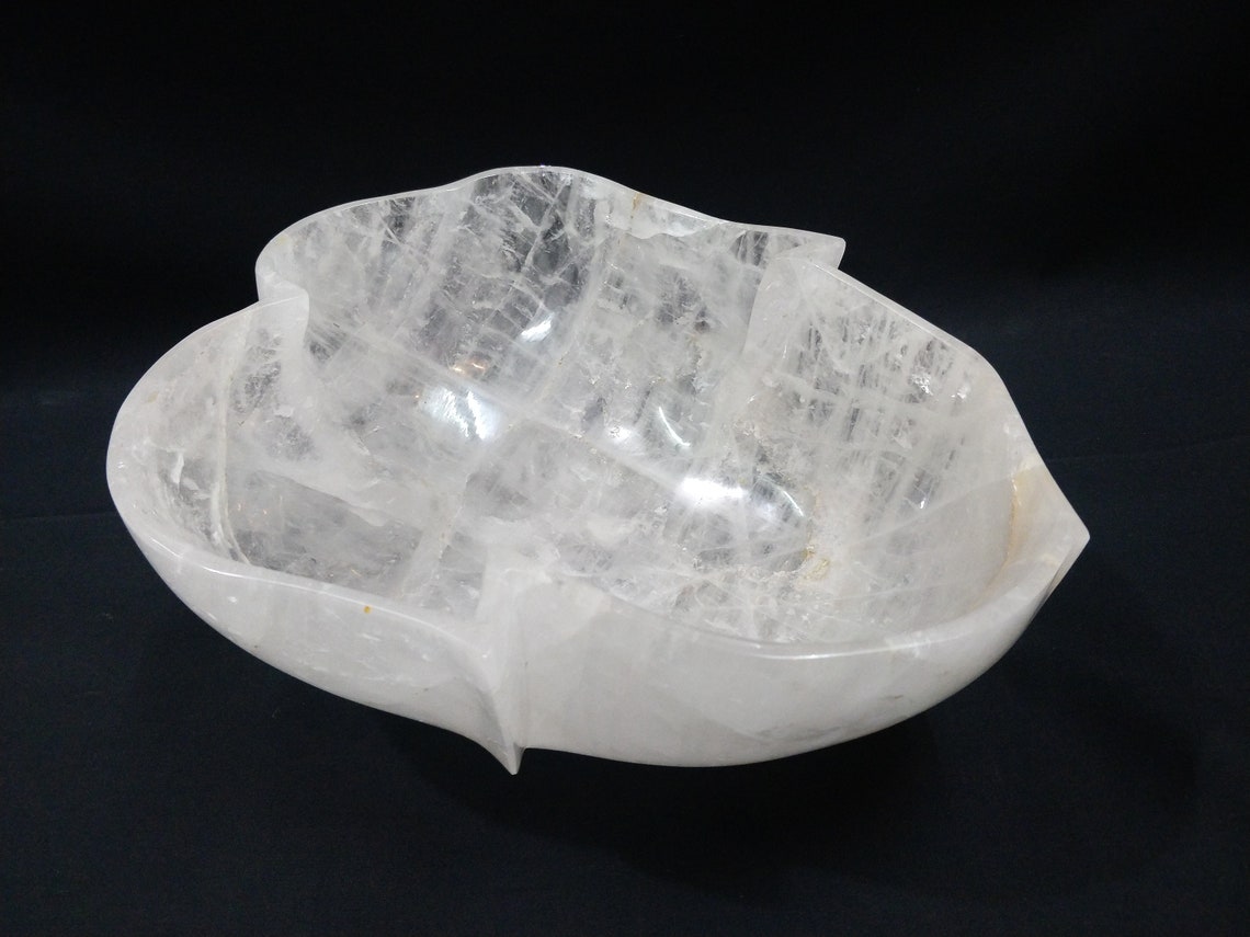 Crystal Gemstone Bowl Clear Quartz Bowl Healing Bowl Flower Etsy