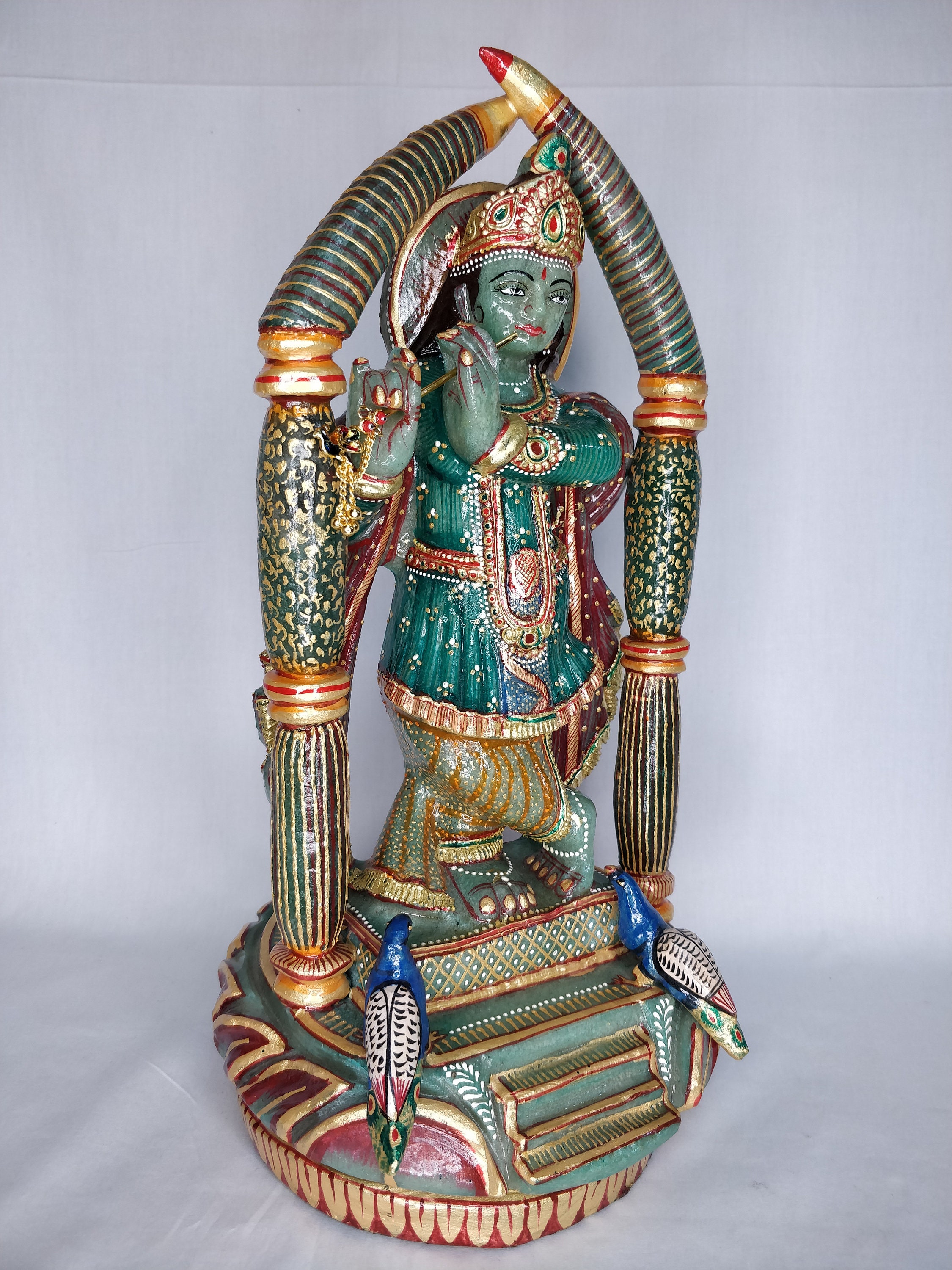 Green Jade Krishna Green Aventurine Krishna Carved Stone Etsy