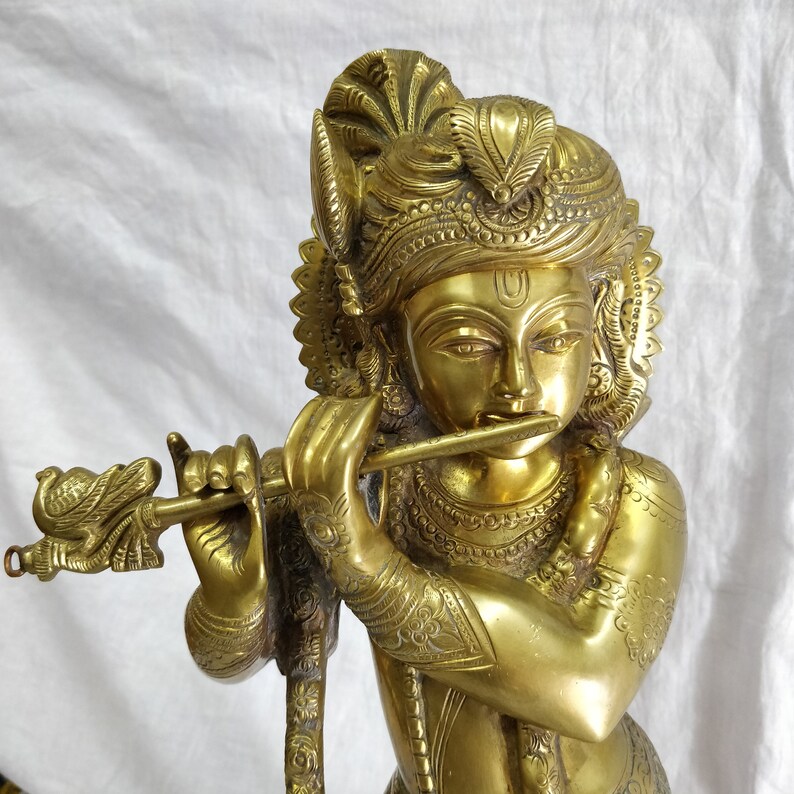 Brass krishna statue Antique brass krishna brass | Etsy